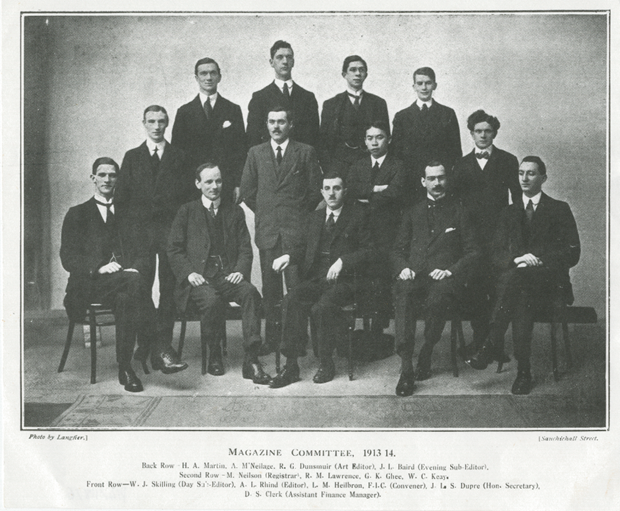 Photograph of Baird and fellow students on the Magazine Committee 1913-1914